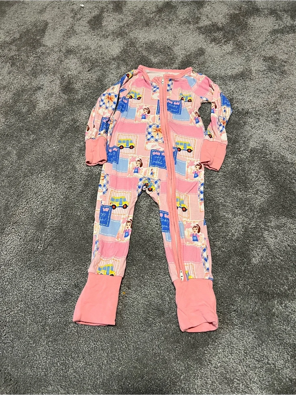 Pink Girls' Printed Footed One-Piece Pajama Ms. Rachael
